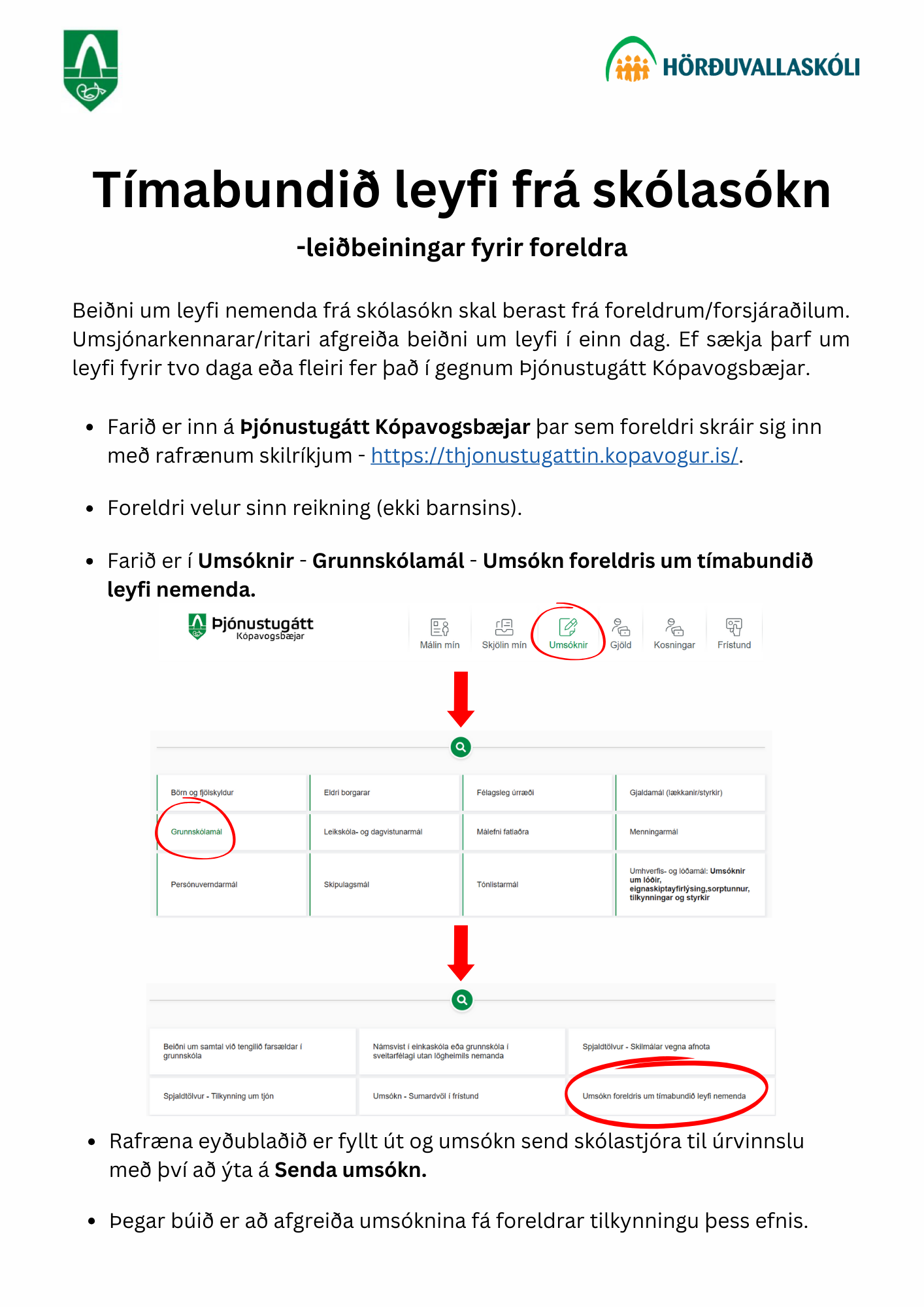 Beiðni um leyfi - leiðbeiningar